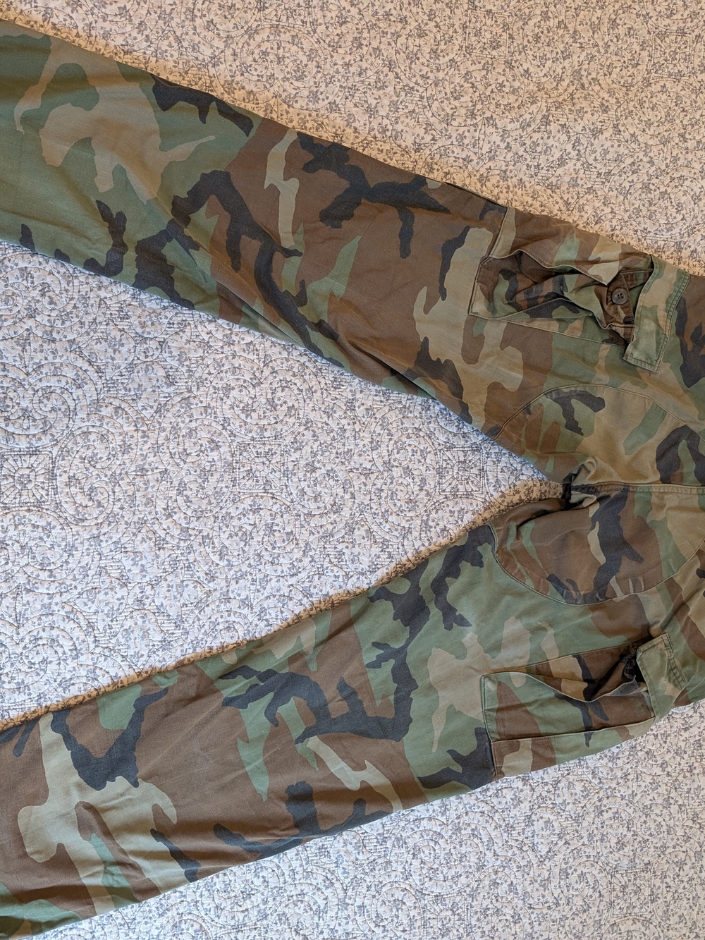 Vintage US Military Woodland Camo BDU Trousers Small Long Measurements In Photos